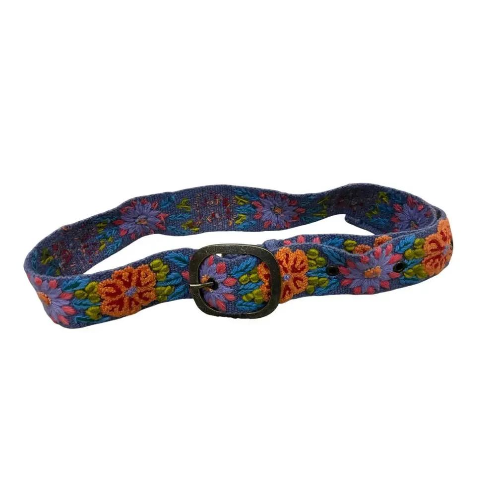 Jenny Krauss Prairie Flower Wool Belt M Boho Western Embroidered Cottage Artisan
